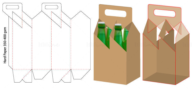 Drink carrying box dieline pattern vector eps