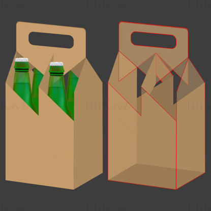Drink carrying box dieline pattern vector eps
