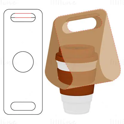 Drink cup paper holder die cutting line vector eps
