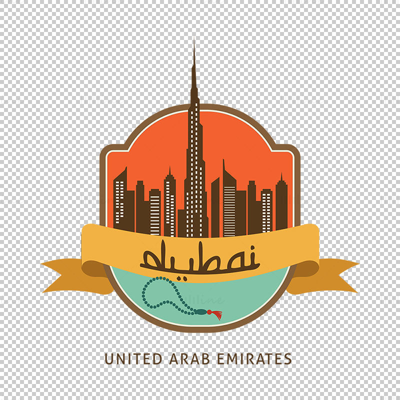 Dubai City iconic elements vector eps png