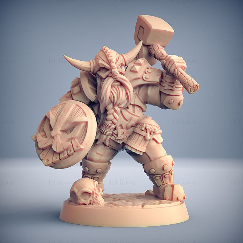 男性矮人防御者 3D 打印模型 STL