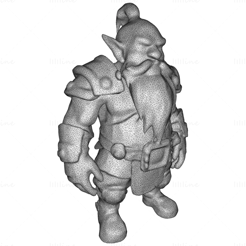 ドワーフヴァンガード 3Dプリントモデル - 全身一体型フィギュア STLファイル