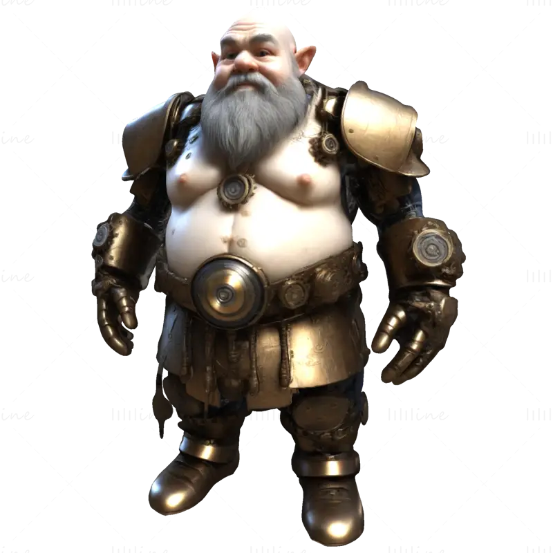 ドワーフヴァンガード 3Dプリントモデル - 全身一体型フィギュア STLファイル