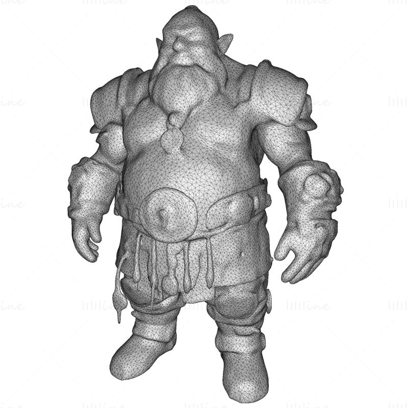 ドワーフヴァンガード 3Dプリントモデル - 全身一体型フィギュア STLファイル
