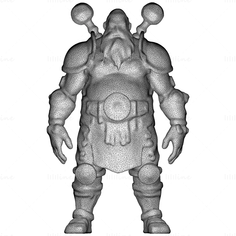ドワーフヴァンガード 3Dプリントモデル - 全身一体型フィギュア STLファイル