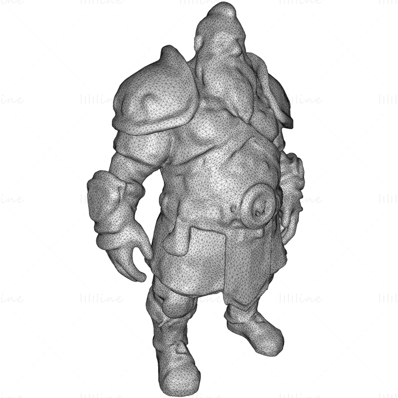 ドワーフヴァンガード 3Dプリントモデル - 全身一体型フィギュア STLファイル