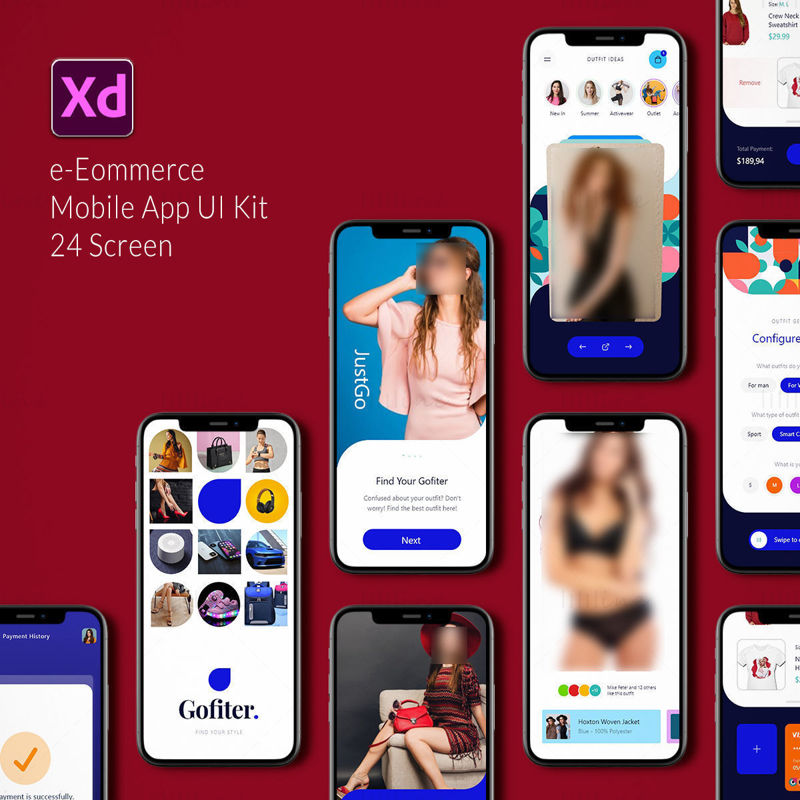 e-Eommerce Mobile App UI Kit 24 schermo