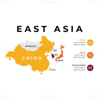 Doğu Asya harita vektörü