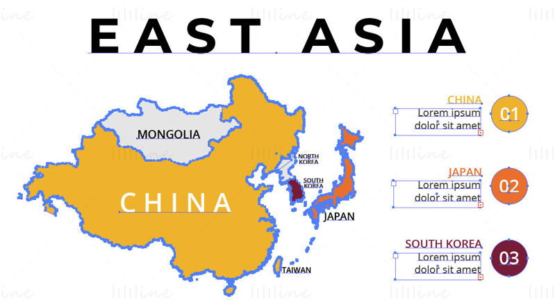Doğu Asya harita vektörü