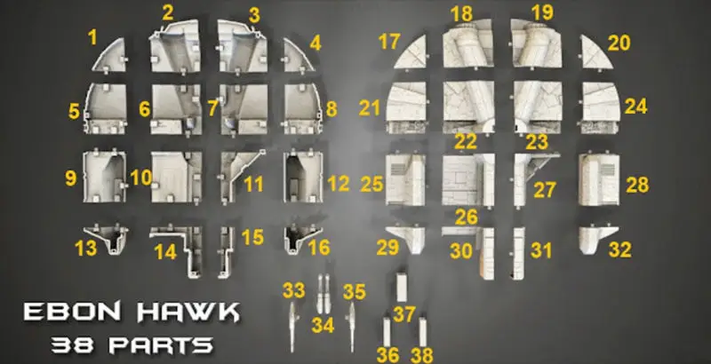 Ebon Hawk - 3D tiskalni model Vojne zvezd STL