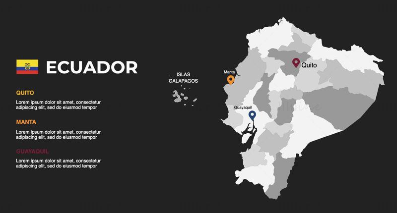Ecuador-Infografik-Karte bearbeitbare PPT und Keynote