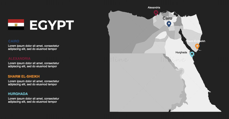 Инфографическая карта Египта, редактируемая PPT и Keynote