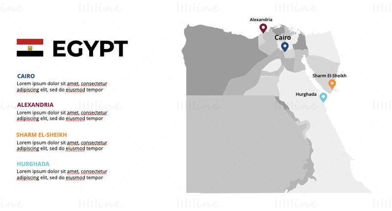 Egyiptom Infographics Map szerkeszthető PPT és Keynote