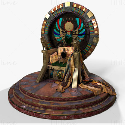 Egyptian throne with accessories 3d model