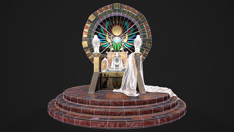 Egipčanski prestol z dodatki 3d model