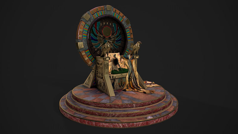 Ägyptischer Thron mit Zubehör 3D-Modell