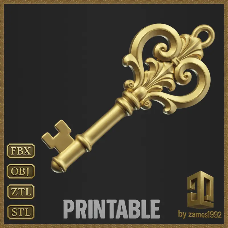 Elegante antieke sleutelhanger sieradenontwerp 3D-printmodel