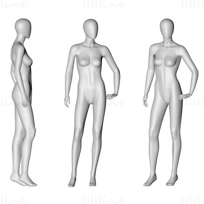 أنثى أنيقة عارضة أزياء 3D نموذج الطباعة