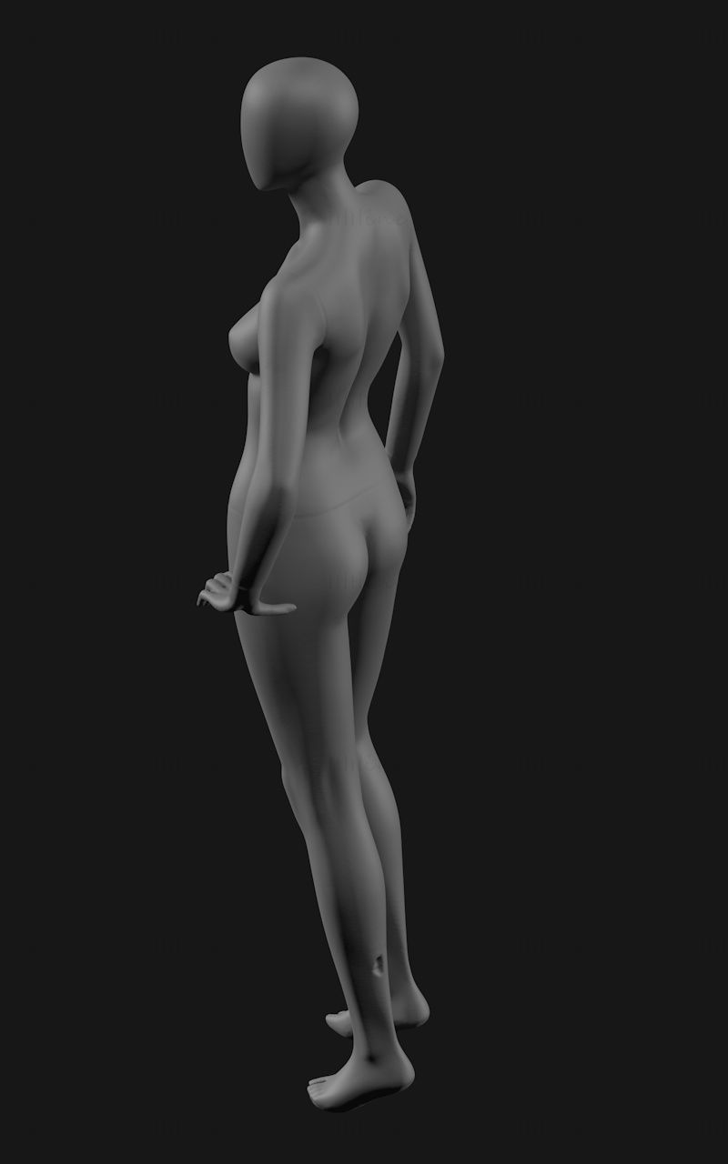 أنثى أنيقة عارضة أزياء 3D نموذج الطباعة