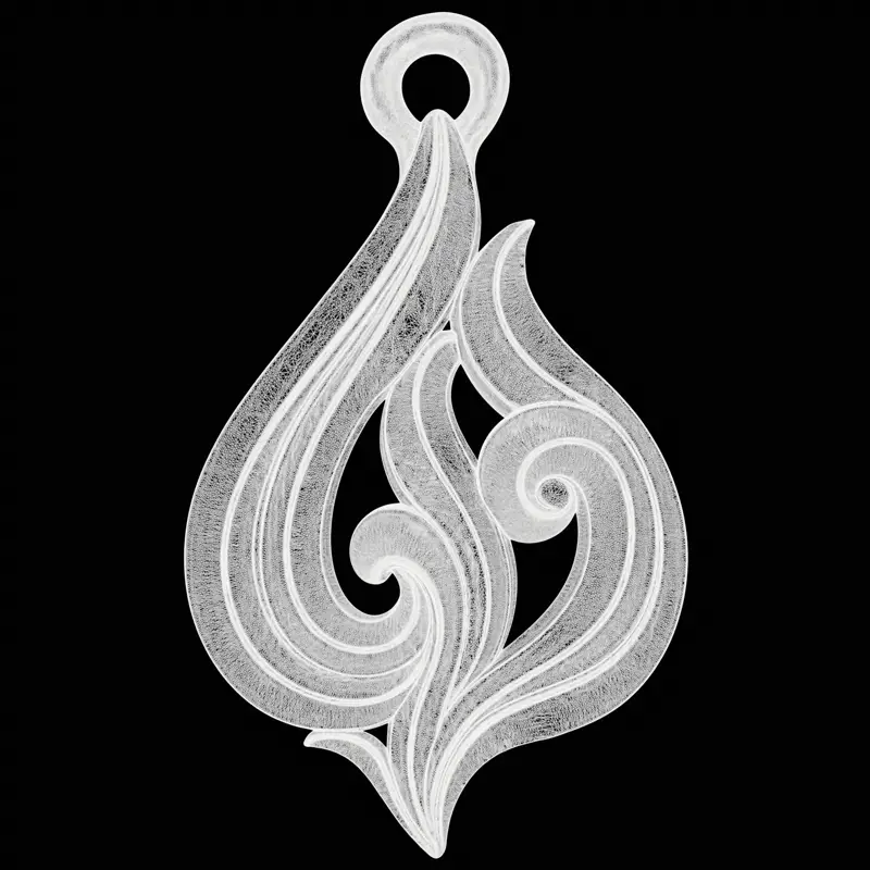 Pendentif élégant en forme de flamme de feu, modèle imprimé en 3D – Design de bijoux raffiné pour les amateurs de mode moderne