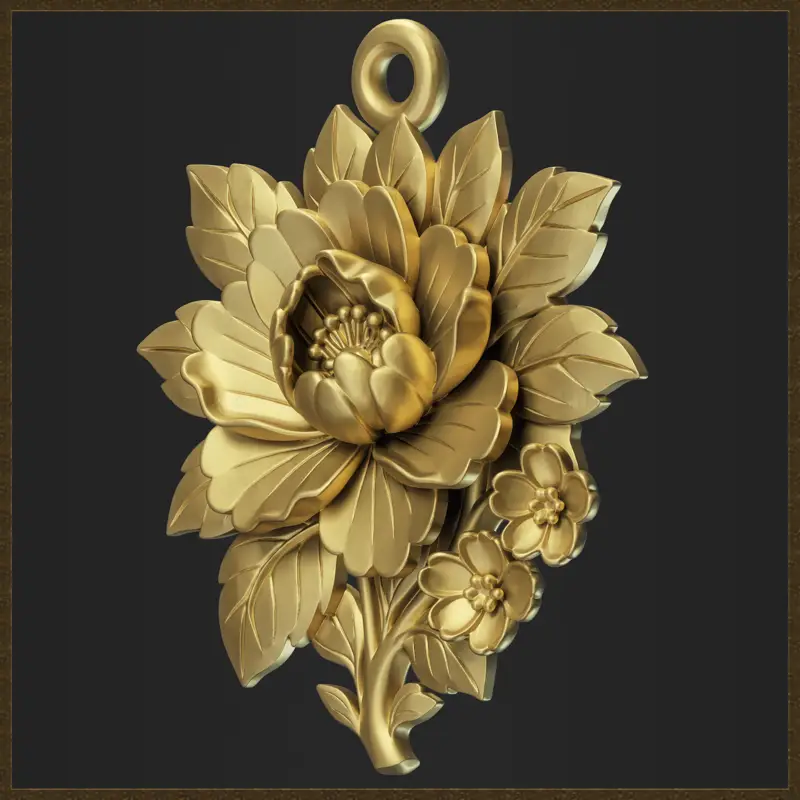 优雅花卉吊坠珠宝设计3D打印模型