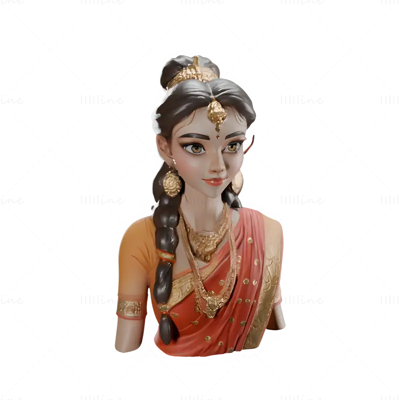 Elegante indische Frauenstatuen 3D-Druckmodell