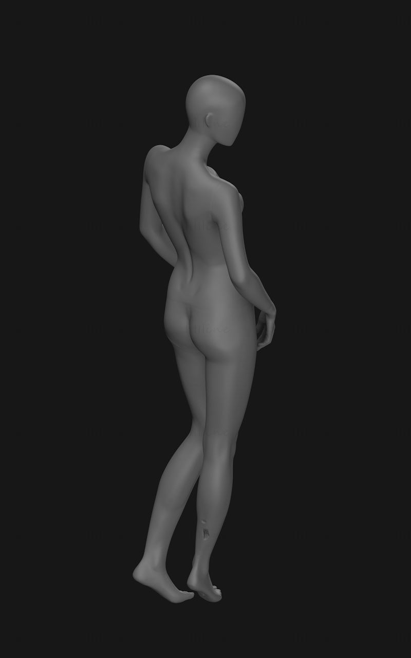 Elegante pé lateral modelo de impressão 3d feminino manequim