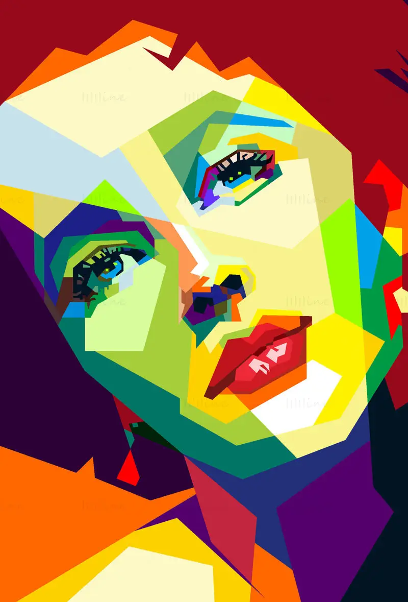 Elizabeth Taylor Hollywoodska igralka iz 60-ih, pop art WPAP vektor