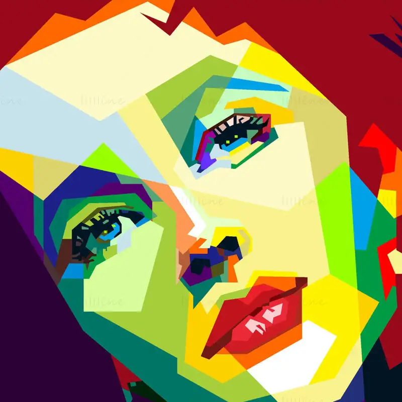 Elizabeth Taylor, actriz de Hollywood de los años 60, arte pop, vector WPAP