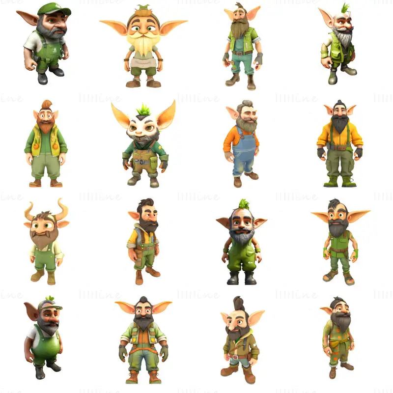 Enchanted Grove Guardians – Fantasy Gnome Figurine 3D Print Model Collection