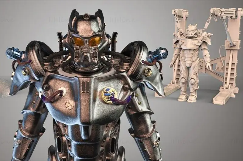 Enclave Armor Fallout 4 Robot Figuries 3D nyomtatási modell STL fájl