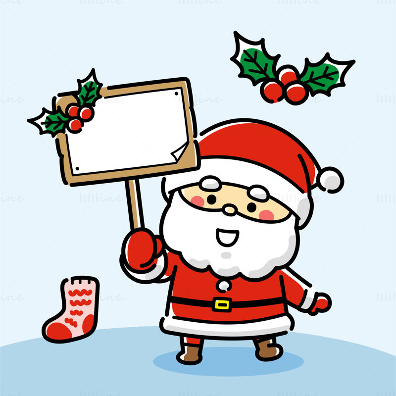 Santa Claus holding billboard vector EPS illustration
