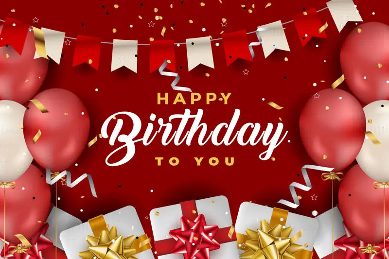 Червен векторен EPS фон за честит рожден ден