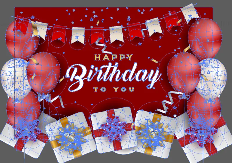 Червен векторен EPS фон за честит рожден ден