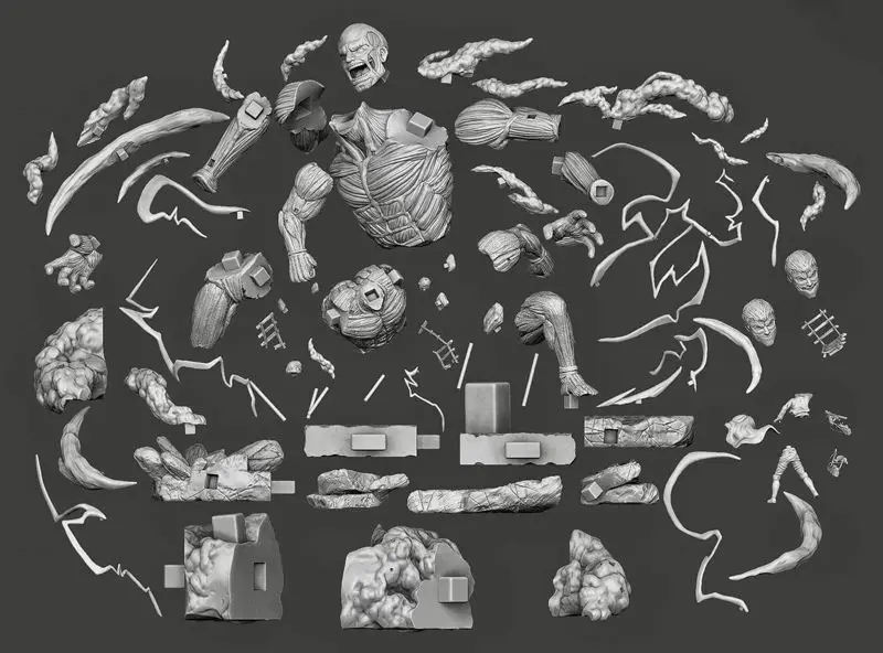 Eren, pansret titan og kolossal titan 3D-utskriftsmodell STL-filer