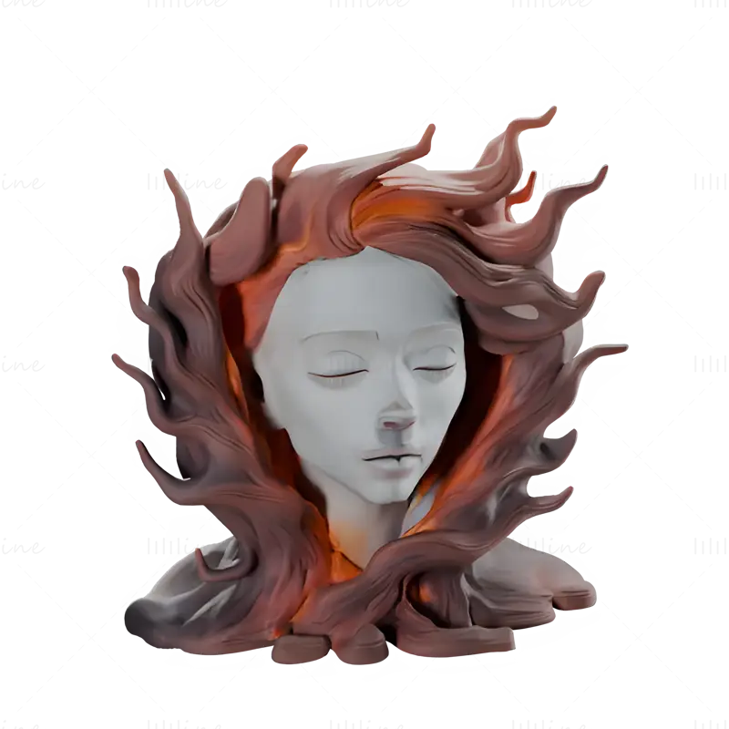 Ethereal Flame Bust 3D Print Model