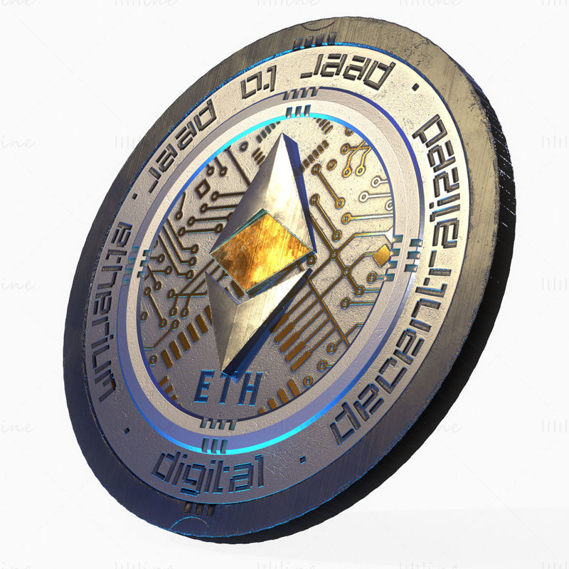 Ethereum Cryptocurrency Coin 3D-model
