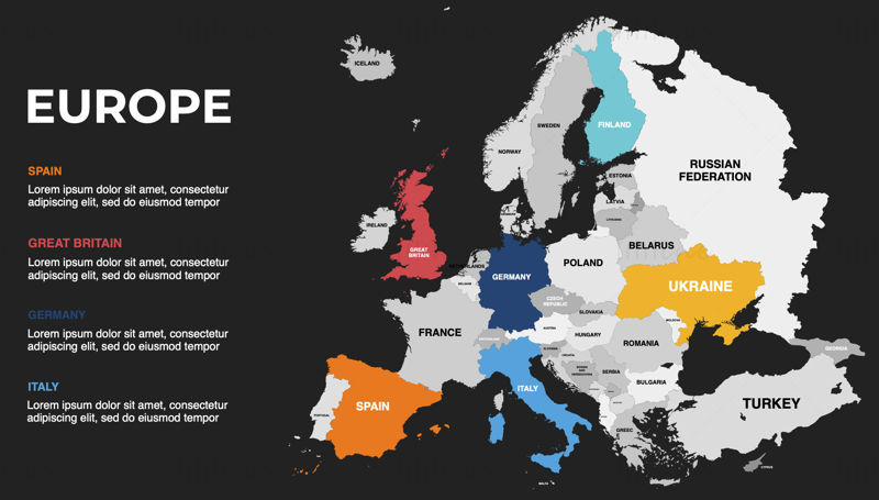 Europe Infographics Map editable PPT & Keynote