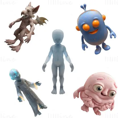 Fantastic Creatures Miniature 3D Print Model Set