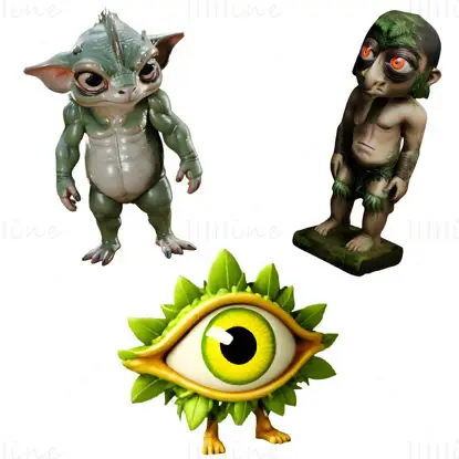 3D-natisnjeni model Fantasy Creature Trio – Čudovito zbirateljstvo