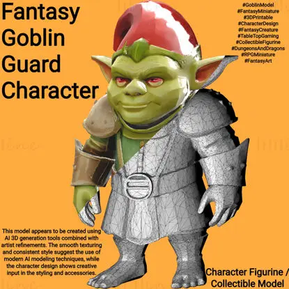 Fantasy Goblin Guard Charakter 3D-Druckmodell für Tabletop-RPGs und Sammler