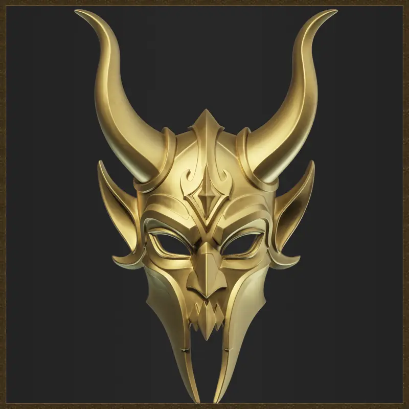 ファンタジーの角のある悪魔のマスクの3Dプリントモデル