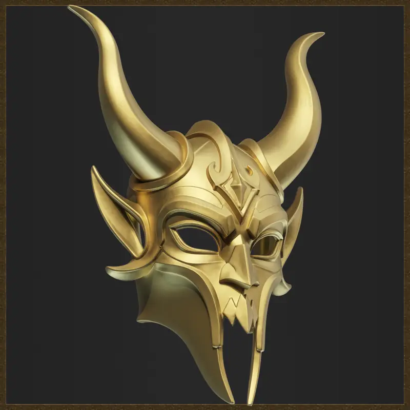 ファンタジーの角のある悪魔のマスクの3Dプリントモデル