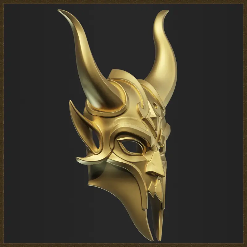 ファンタジーの角のある悪魔のマスクの3Dプリントモデル