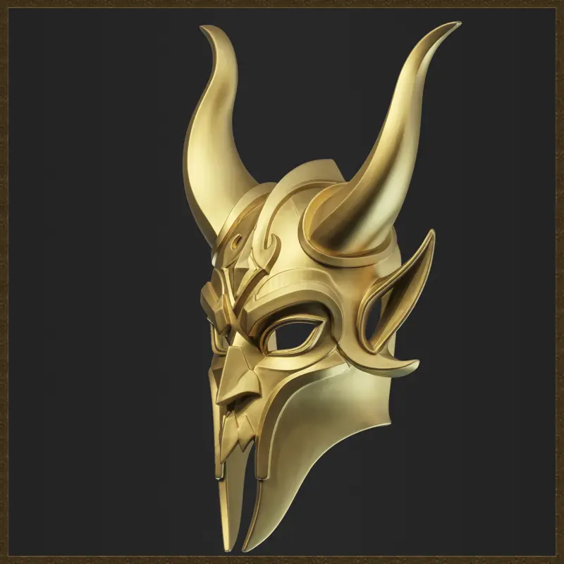 ファンタジーの角のある悪魔のマスクの3Dプリントモデル
