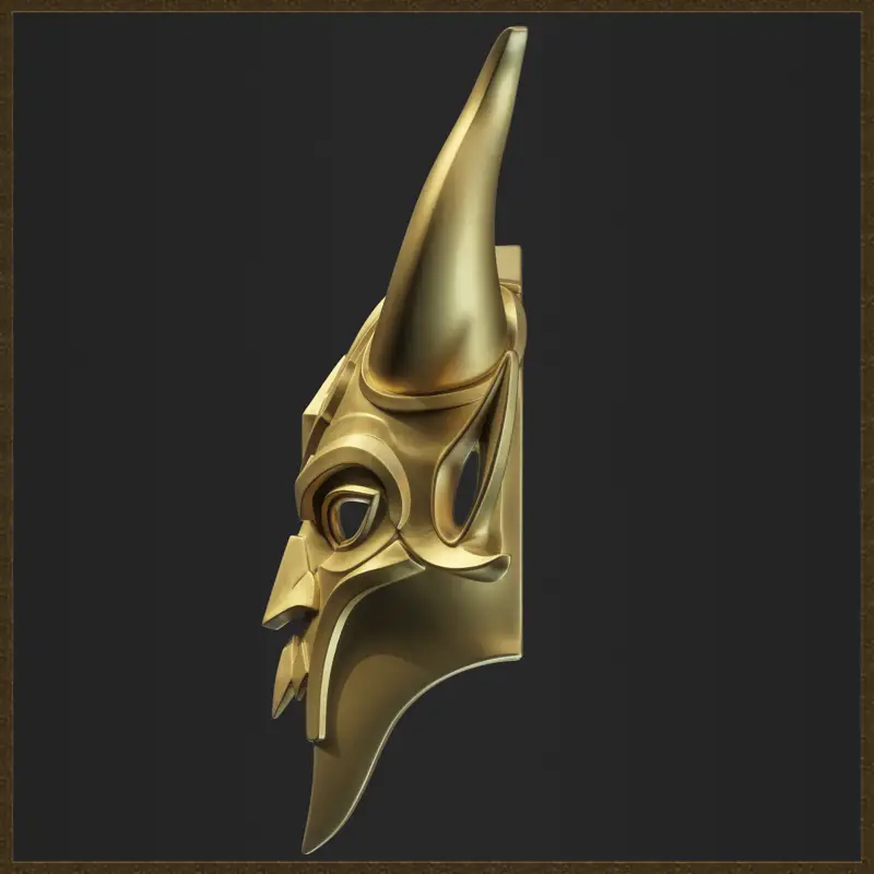 ファンタジーの角のある悪魔のマスクの3Dプリントモデル