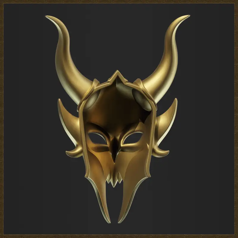 ファンタジーの角のある悪魔のマスクの3Dプリントモデル