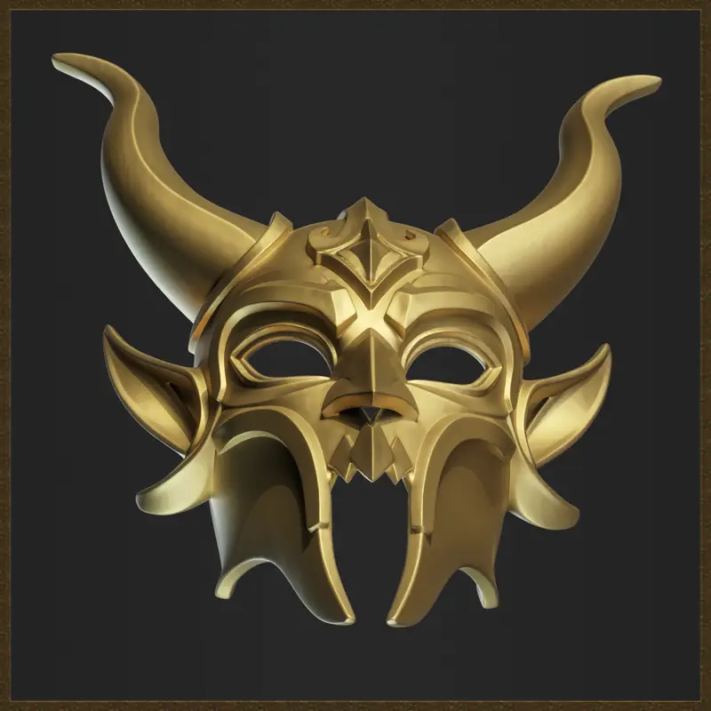 ファンタジーの角のある悪魔のマスクの3Dプリントモデル