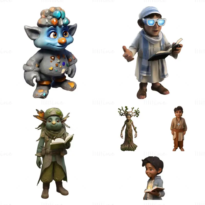 Fantasy Library Characters 3D Print Model Collection