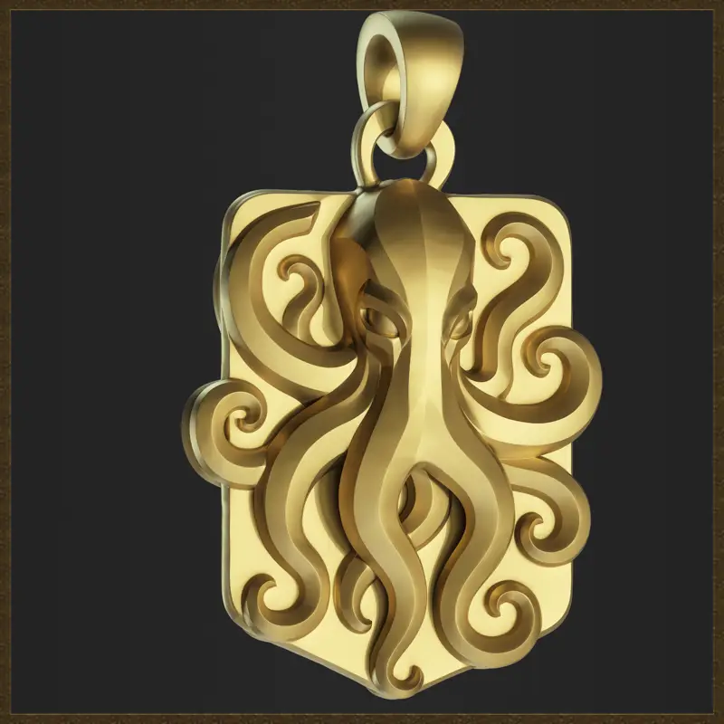 Modèle d'impression 3D de bijoux avec pendentif pieuvre fantastique
